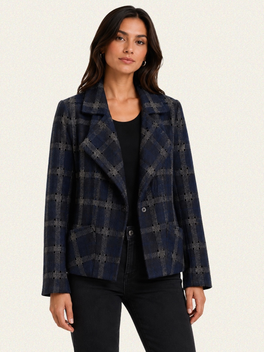 RIANI Plaid Wool-Blend Blazer
